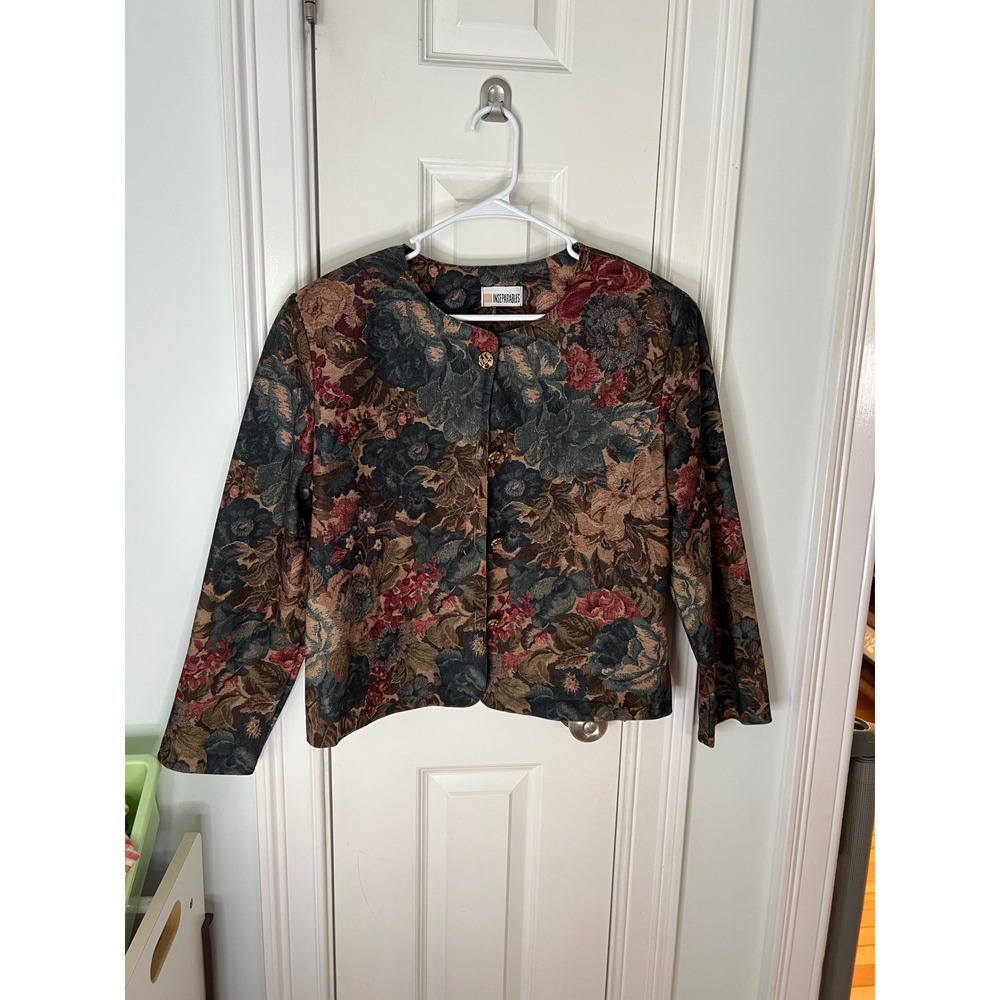 Inseparables Vintage Tapestry Floral Blazer Jacket Womens 14 Multi Color USA